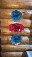 Decorative red and blue horse plates