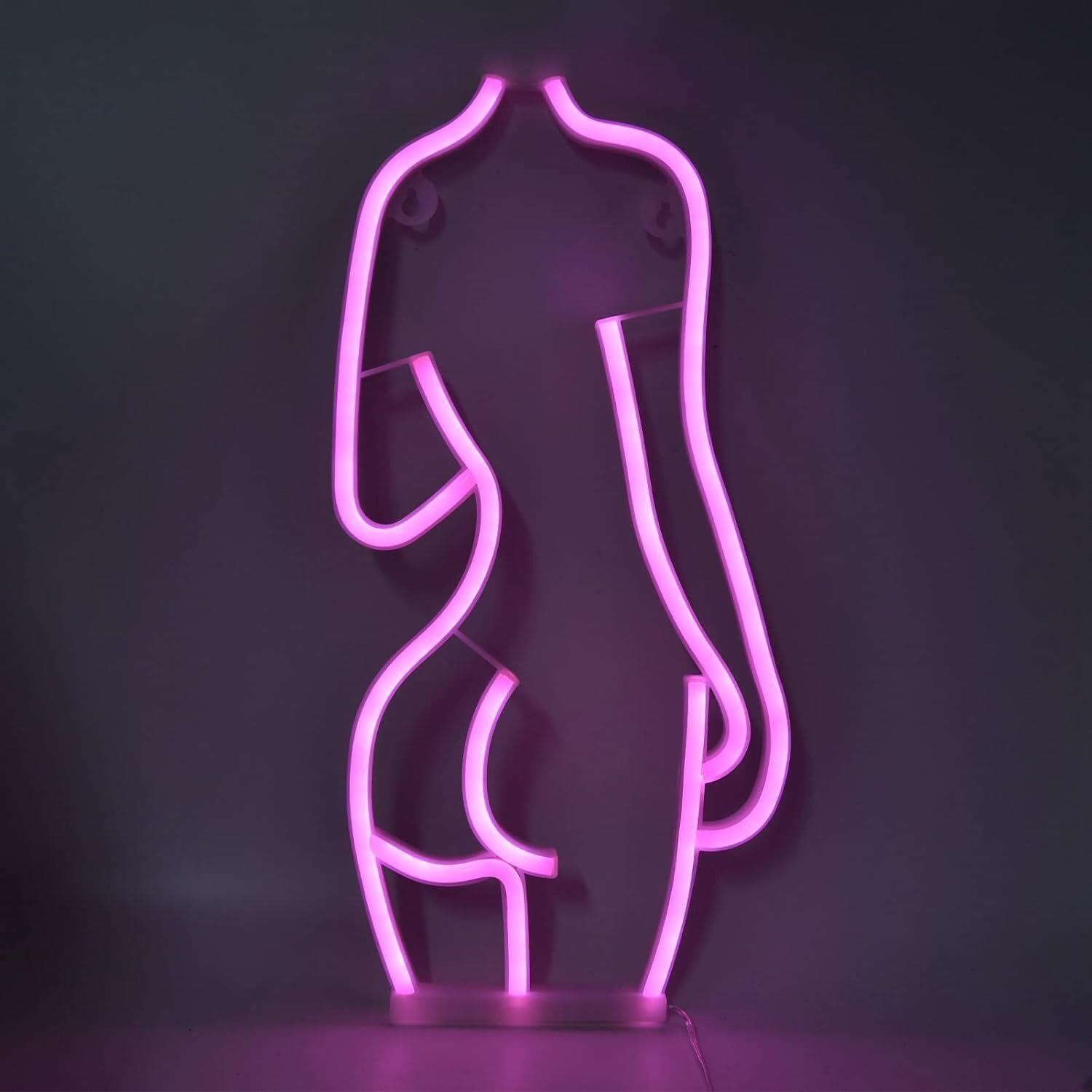 LED Lady Neon Sign  7.7x16.5in  Pink Decor