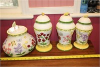 Set of 3 Butterfly Canisters & Cookie Jar