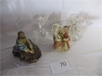 Figurines--Jesus, Angel in ceramic 2 clear acrylic