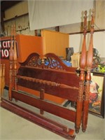 MAHOGANY CALIFORNIA KING SIZE POSTER BED W/ RAILS