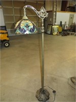 LEADED GLASS FLOOR BRIDGE LAMP