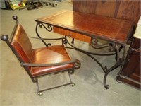 BEAUTIFUL LEATHER TOP 1 DRAWER METAL FRAME DESK