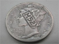 1943-D WWII Counter Stamped Silver Mercury Dime