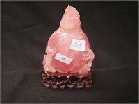 Pink quartz carved bottle (neck and top damage)