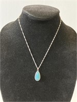18" necklace w/turquoise .925 pendant