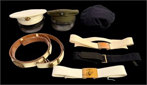 Post WWII USMC visor hats and belts