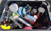 CAR CLEANING SUPPLIES IN NICE TOTE WITH LID