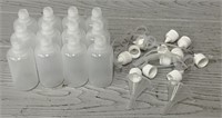 (12) Plastic Bottles w/ Needle Caps & (2) Funnels