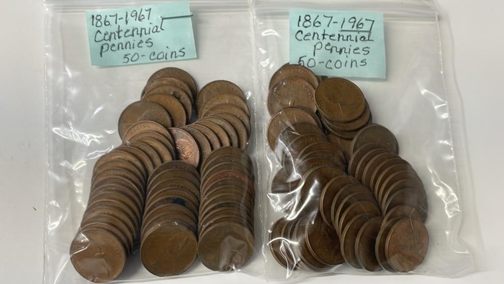 100 1967 Centennial Canadian Pennies