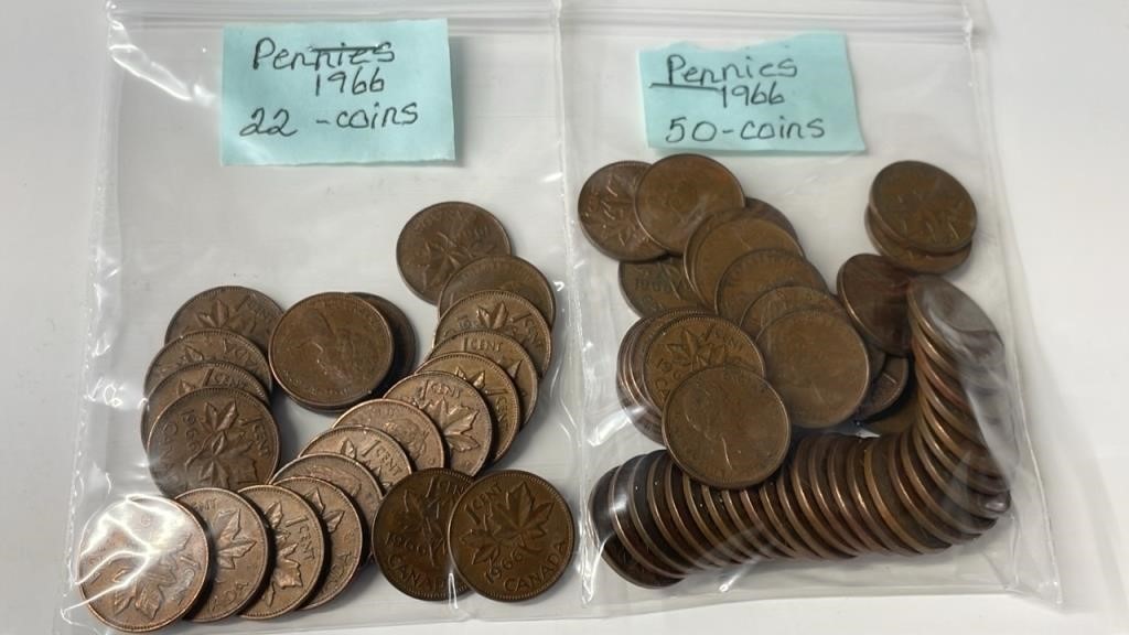 72 1966 Canadian Pennies