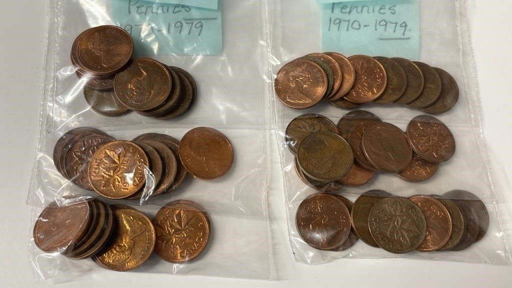 60 1970-1979 Canadian Pennies