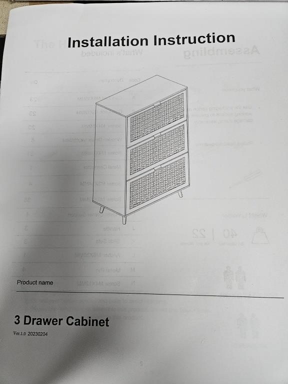 3 Drawer Cabinet. Not checked for completeness