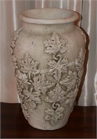 (L) Ceramic Urn w/ Leaf Pattern - 16.5" tall