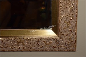 (L) 27x33" Gold Framed Beveled Mirror