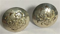Pair Of Sterling Silver Floral Earrings