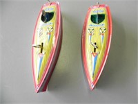 2 Vintage Johnson Tin Windup US Minnow Boats