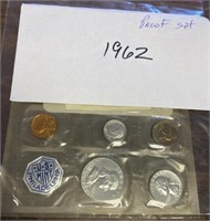 1962 IN PACKAGE PROOF COIN SET / SOME SILVER /SHIP