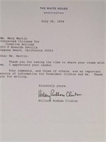 Signed letter - Hillary Rodham Clinton. July 26,