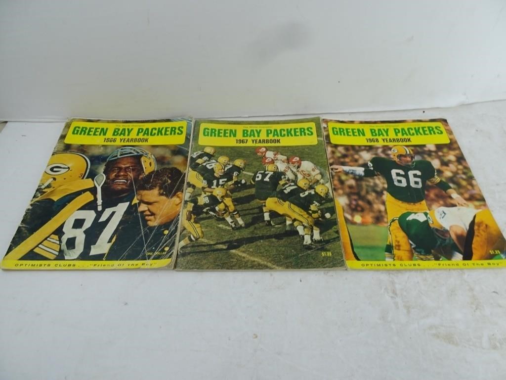 1966-68 Green Bay Packers Yearbooks - As is