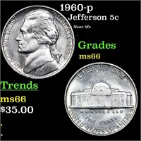1960-p Jefferson Nickel 5c Grades GEM+ Unc