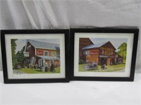 2 Coca Cola Barn Prints In Frame 9" x 11"