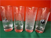 4 Jack Daniels Glasses 6 1/2" tall