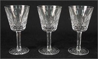 3 Waterford Crystal Lismore Claret Wine Glasses