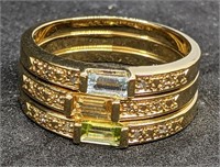 3 Gold Plated Stackable Sterling Silver Rings