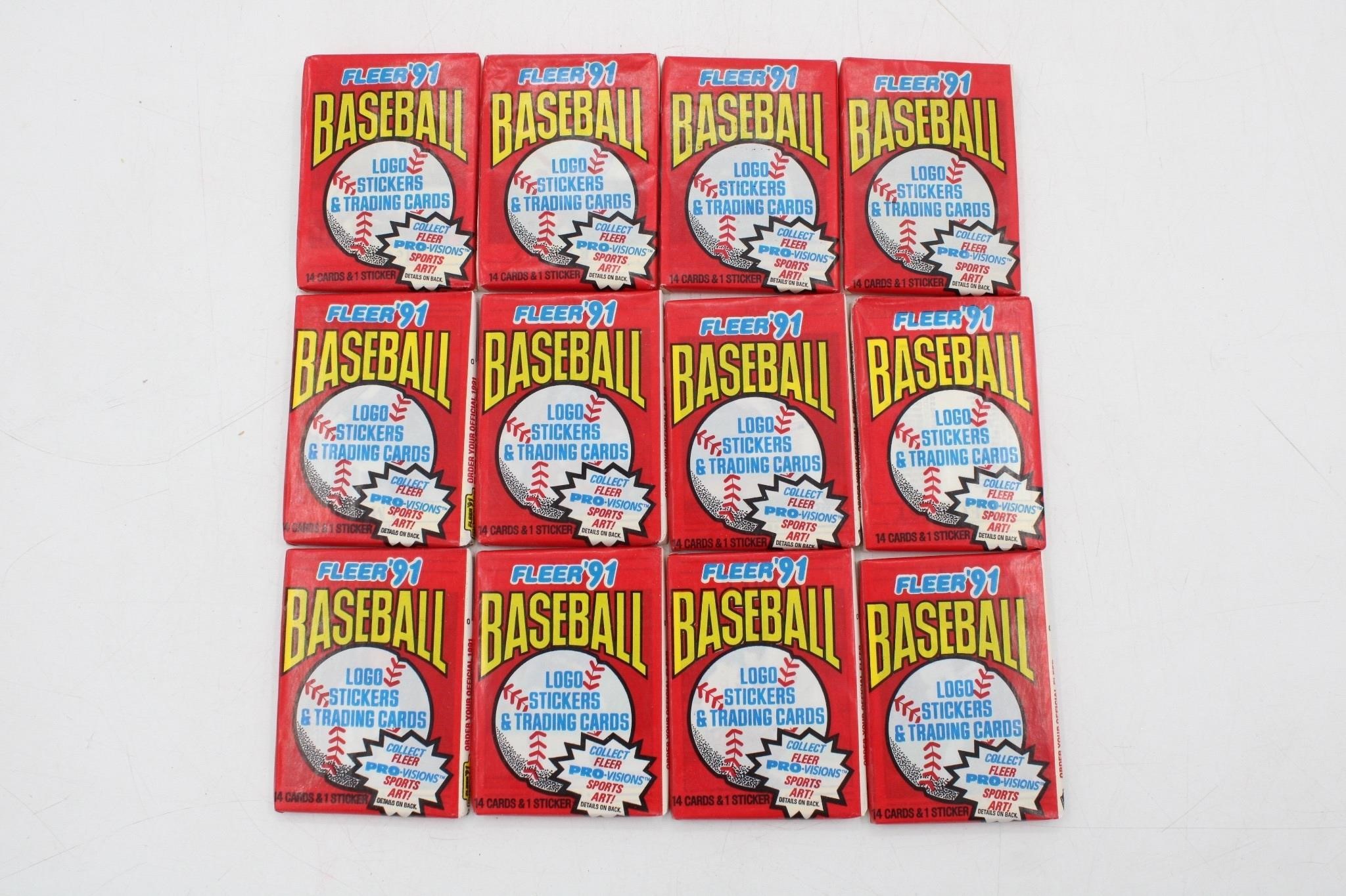 (9) 1991 FLEER Baseball Trading Card Packs