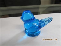 Blue Glass SIgned Blue Bird-Ron Ray 1990