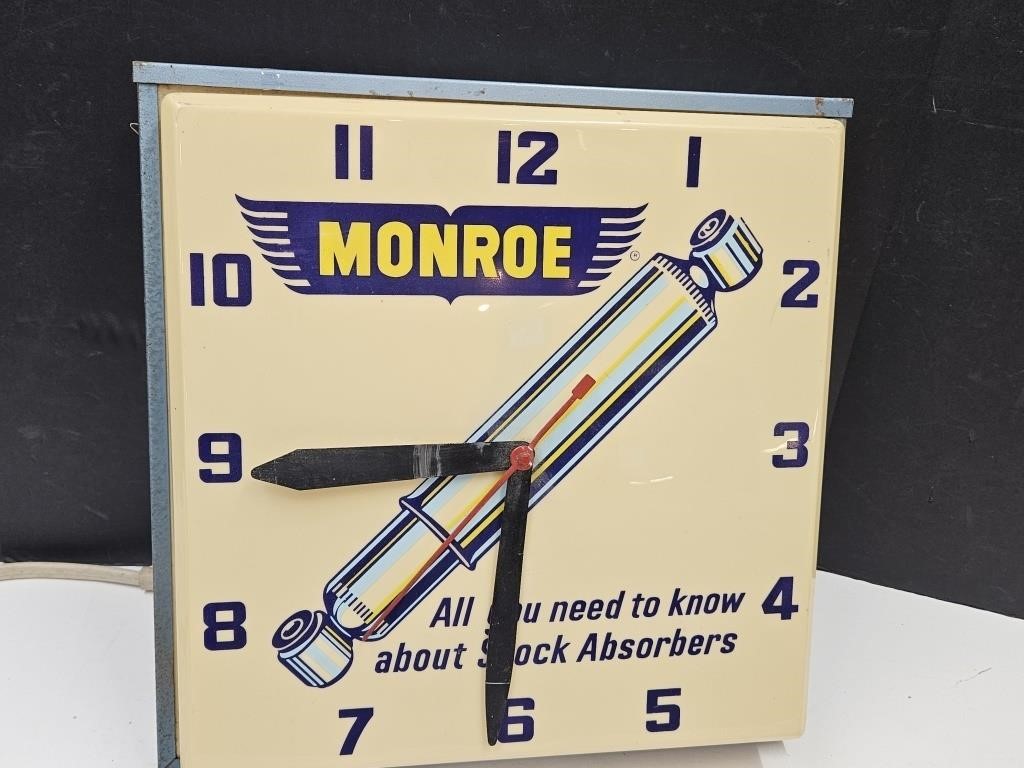 Vintage MONROE Advertising  Working Clock 16"