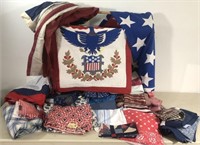 Lot of Red White & Blue Fabric American Flags