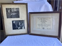 Framed military artwork with certificate