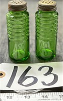 Green Glass Salt & Pepper Shakers