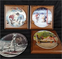 4x vintage collector plates, hockey, soapbox derby