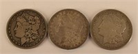 1890, 1896 & 1921 Morgan Silver Dollars