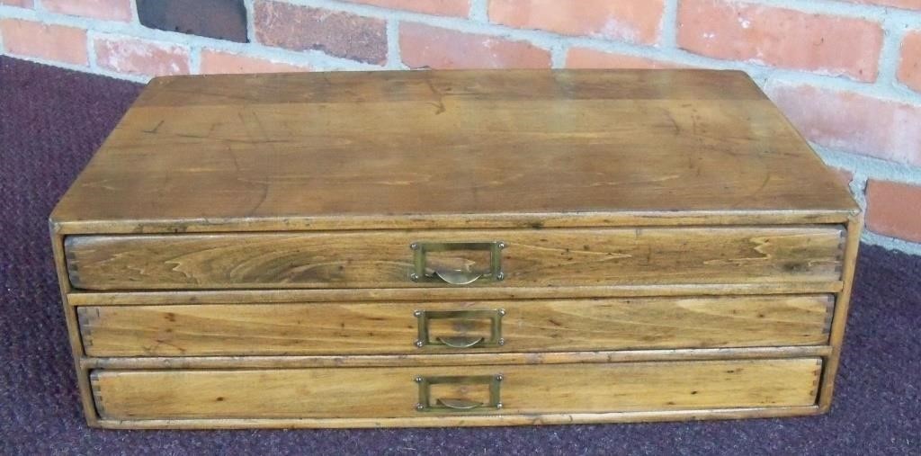 Vintage 3-Drawer Wood Watchmakers Jewelers