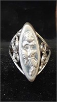 Ornate metal flower ring