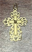 14k Yellow Gold Cross Necklace Pendant