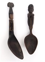 Two Ifugao Wood Carved Spoons, Bulul & Deity