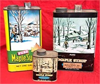 3 VINTAGE VERMONT PURE MAPLE SYRUP TIN CANS