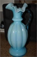 Fenton Blue Melon Pitcher Vase