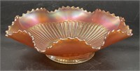 Northwood Carnival Glass Ruffled Bowl 9 1/2”