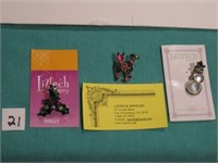 Lot of (3) Liztech Jewelry Pins…Holly, Cat and Sn.