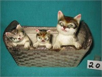 Antique Pottery Planter “Three Kittens on the Wal.