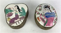 Metal Boxes with Hand Painted Glazed Tops