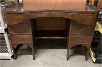 Knee Hole Desk with 7 Drawers and Glass Protective