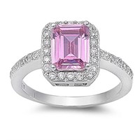 Emerald Cut 2.00ct Pink & White Topaz Ring