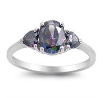 Oval Shape with Hearts 2.40ct Rainbow Topaz Ring